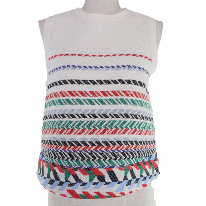 Great CHANEL tops Sleeveless knit white cotton Women 36 P54052K07005