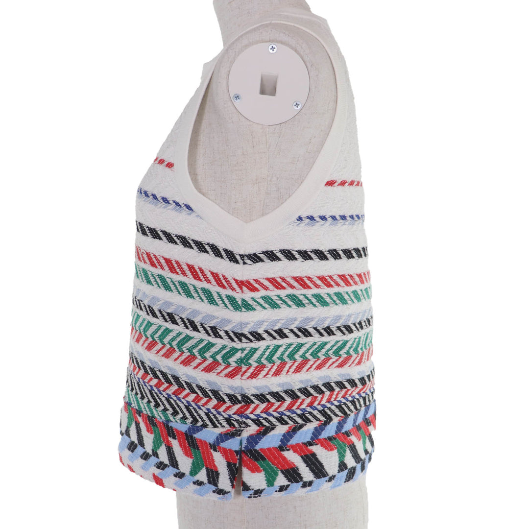 Great CHANEL tops Sleeveless knit white cotton Women 36 P54052K07005