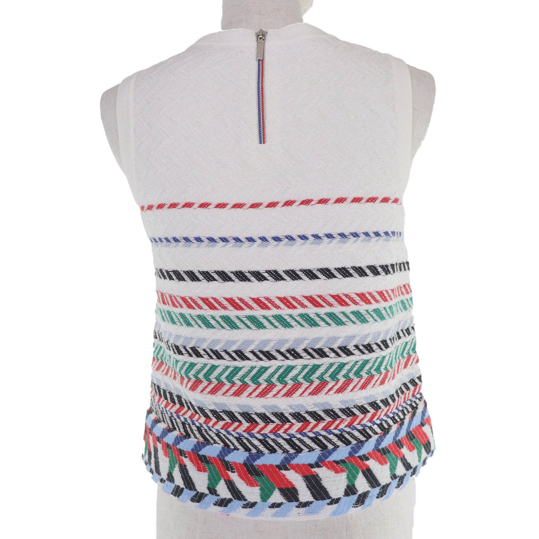 Great CHANEL tops Sleeveless knit white cotton Women 36 P54052K07005
