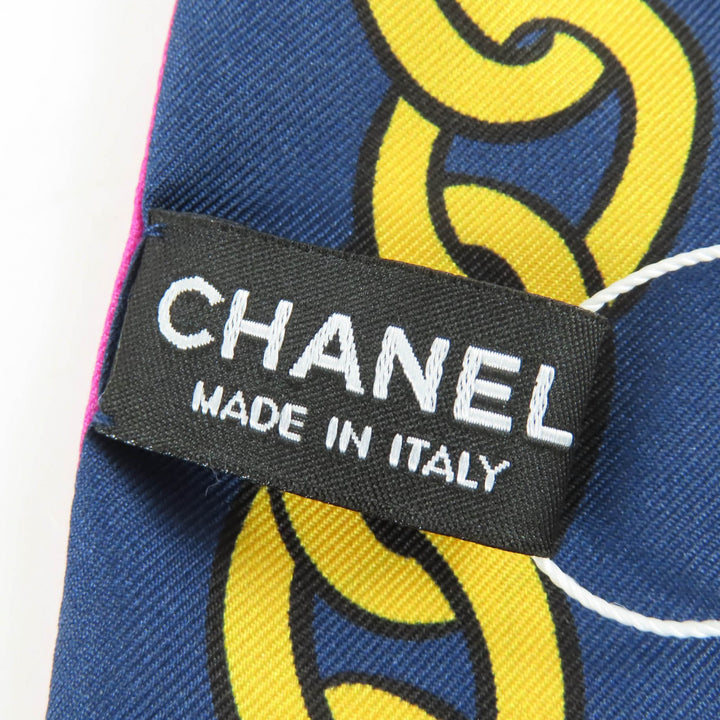 Pristine CHANEL scarf COCO Mark logo all-over pattern design silk 20P