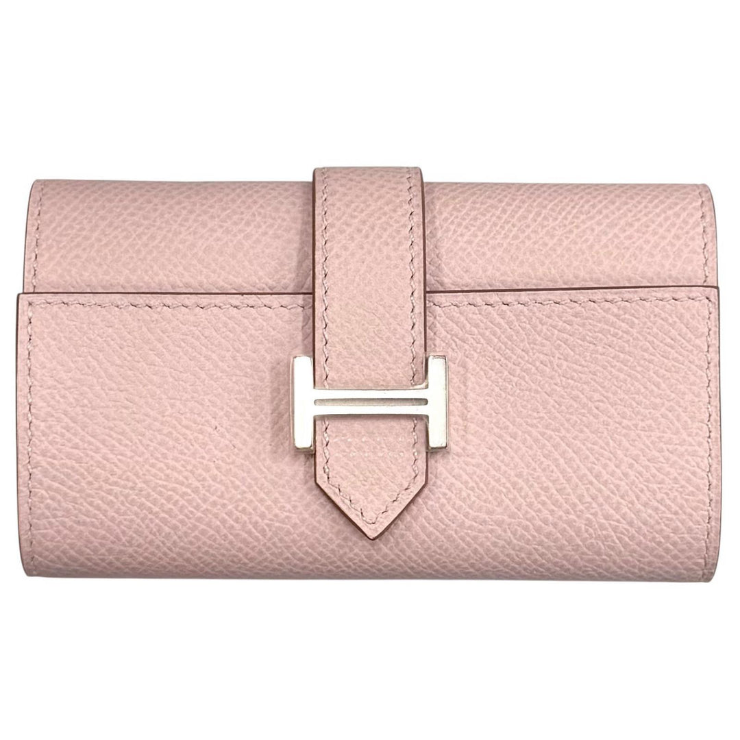 Pristine HERMES Key holder Bean 4 hooks mauve pail Epsom Leather Women