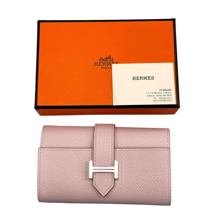 Pristine HERMES Key holder Bean 4 hooks mauve pail Epsom Leather Women