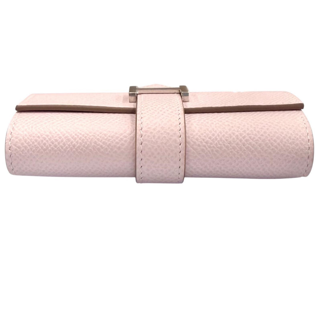 Pristine HERMES Key holder Bean 4 hooks mauve pail Epsom Leather Women