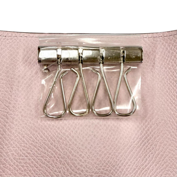 Pristine HERMES Key holder Bean 4 hooks mauve pail Epsom Leather Women