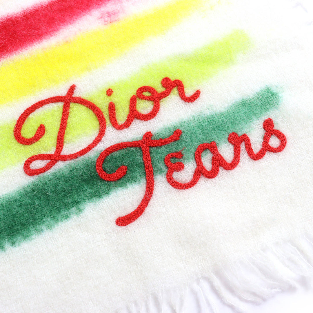 Pristine DIOR DENIM TEARS Scarf Logo embroidery alpaca 39E0006A0877