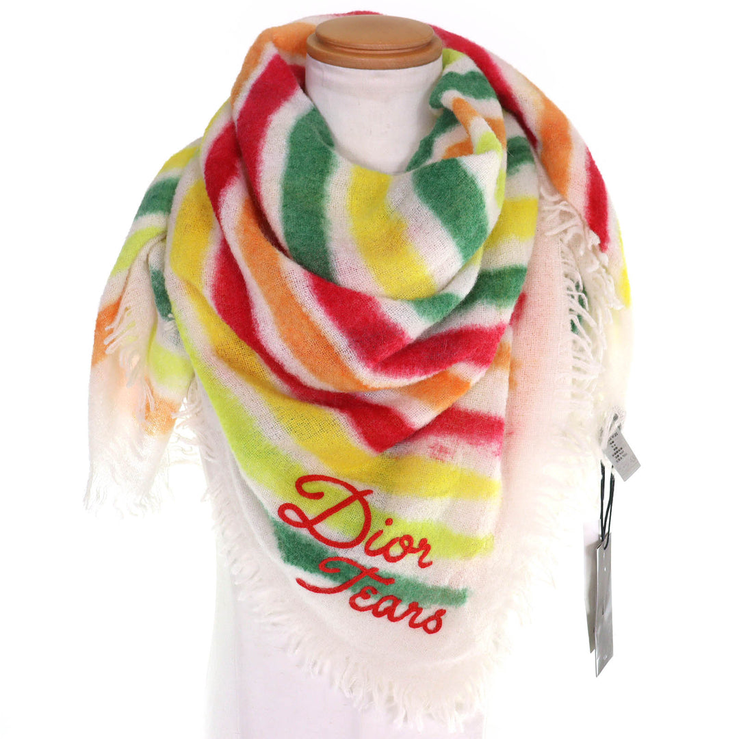 Pristine DIOR DENIM TEARS Scarf Logo embroidery alpaca 39E0006A0877