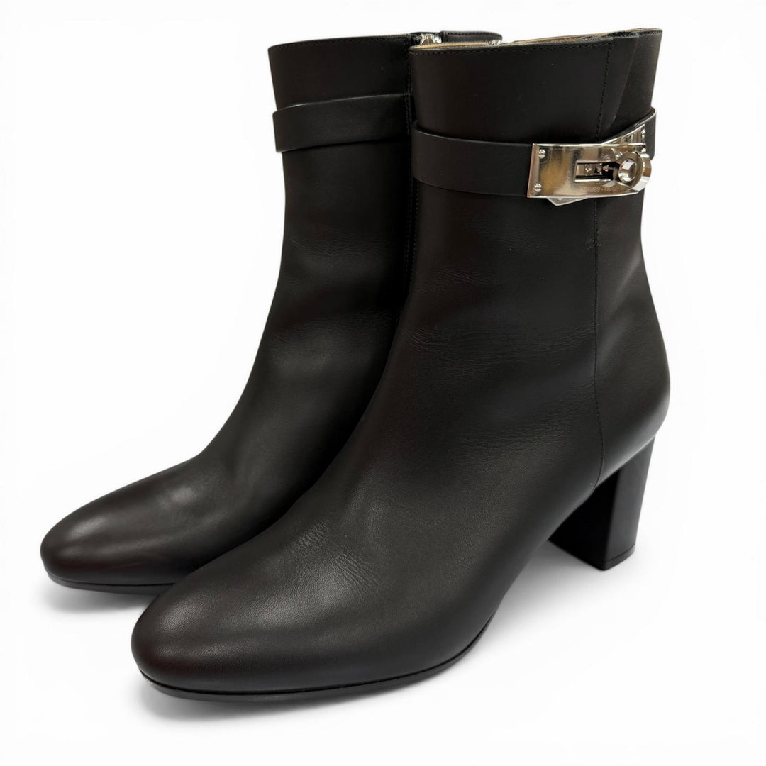 Excellent HERMES short boots Saint Germain black leather Women 35.5 182102Z