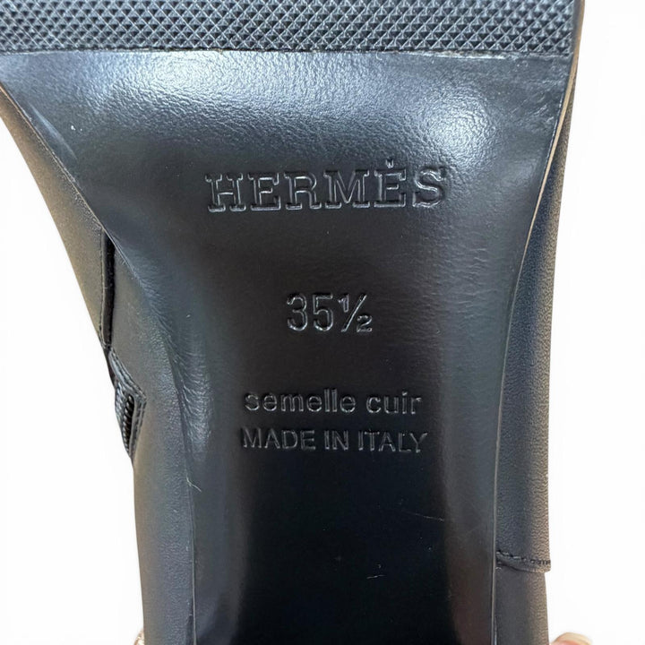 Excellent HERMES short boots Saint Germain black leather Women 35.5 182102Z