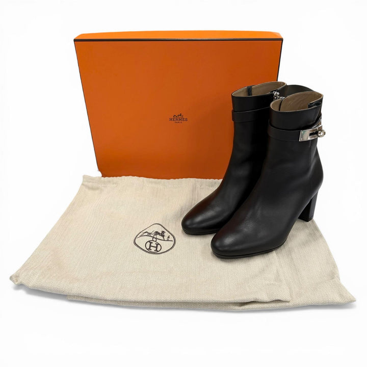 Excellent HERMES short boots Saint Germain black leather Women 35.5 182102Z