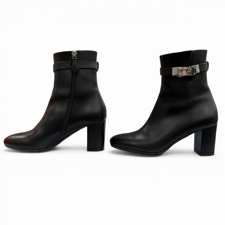 Excellent HERMES short boots Saint Germain black leather Women 35.5 182102Z