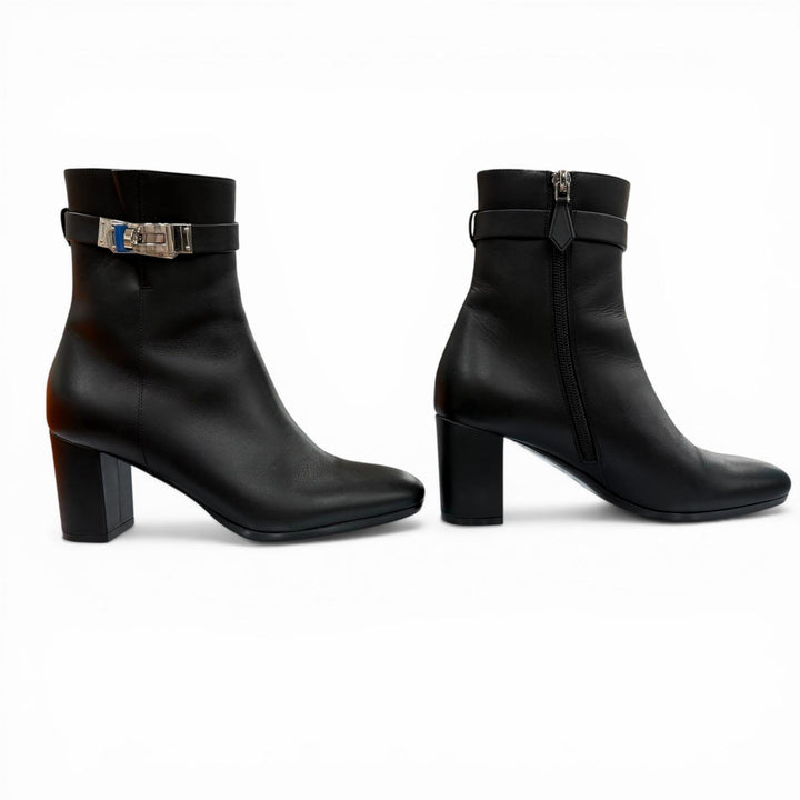 Excellent HERMES short boots Saint Germain black leather Women 35.5 182102Z
