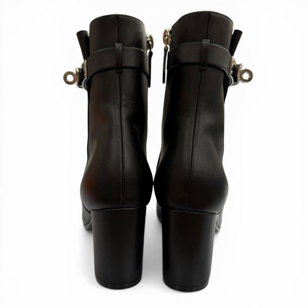 Excellent HERMES short boots Saint Germain black leather Women 35.5 182102Z