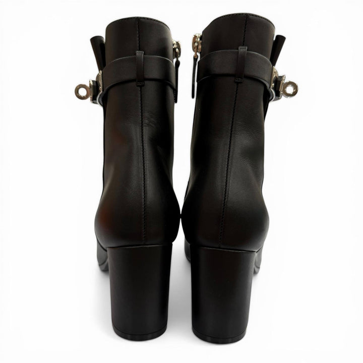 Excellent HERMES short boots Saint Germain black leather Women 35.5 182102Z