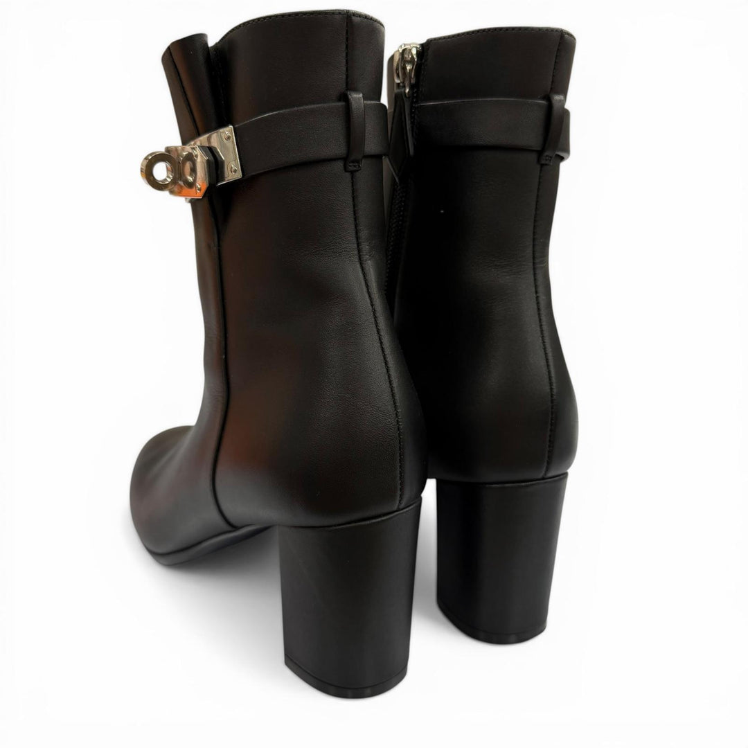 Excellent HERMES short boots Saint Germain black leather Women 35.5 182102Z