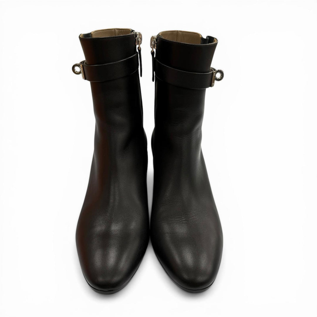 Excellent HERMES short boots Saint Germain black leather Women 35.5 182102Z