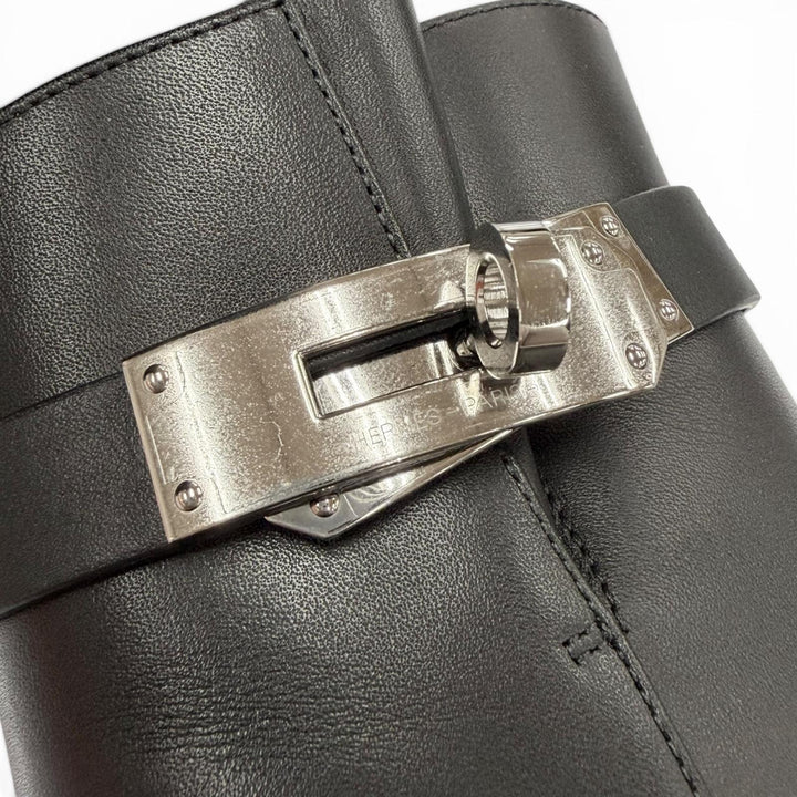 Excellent HERMES short boots Saint Germain black leather Women 35.5 182102Z