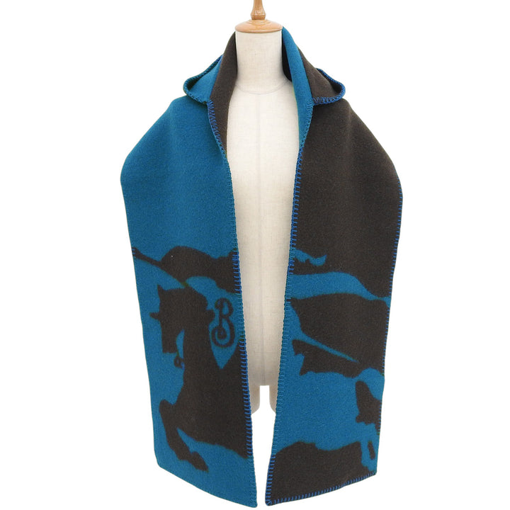 Pristine BURBERRY Scarf EKD Print Wool Hood Hooded Scarf wool 8090770
