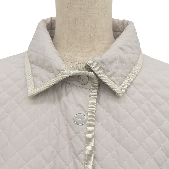 Great Salvatore Ferragamo Jacket Logo button quilting Light gray polyester Women