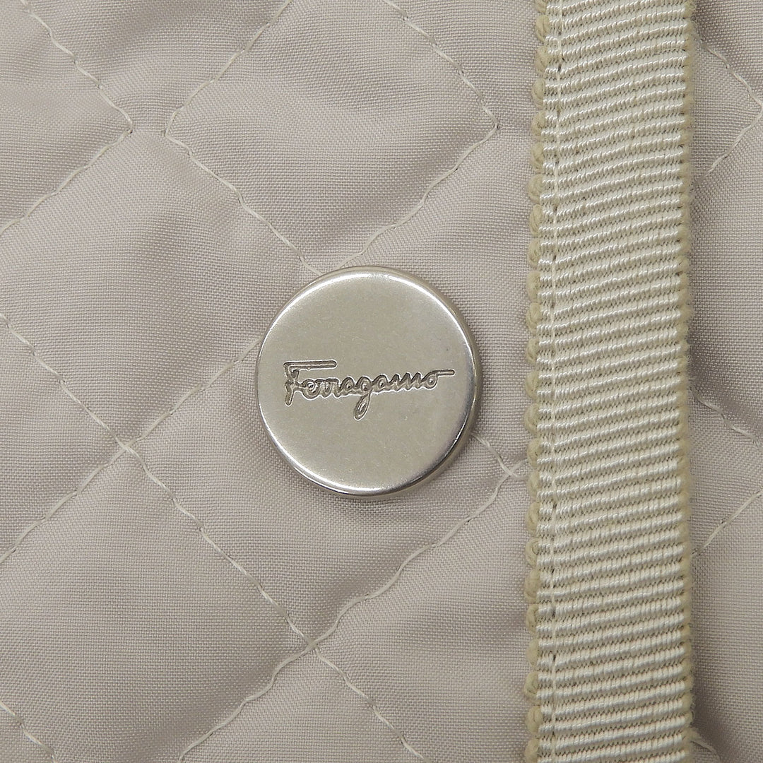 Great Salvatore Ferragamo Jacket Logo button quilting Light gray polyester Women
