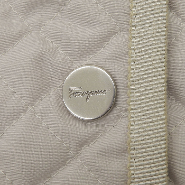 Great Salvatore Ferragamo Jacket Logo button quilting Light gray polyester Women