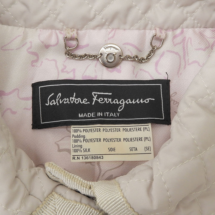 Great Salvatore Ferragamo Jacket Logo button quilting Light gray polyester Women