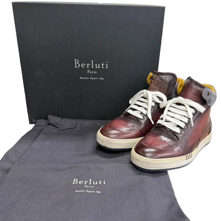 Very Good Berluti High cut sneakers Play time Calligraphy Bordeaux Patine