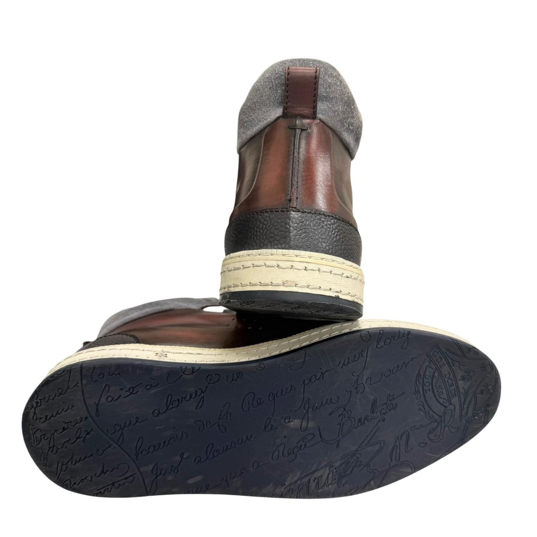 Very Good Berluti High cut sneakers Play time Calligraphy Bordeaux Patine