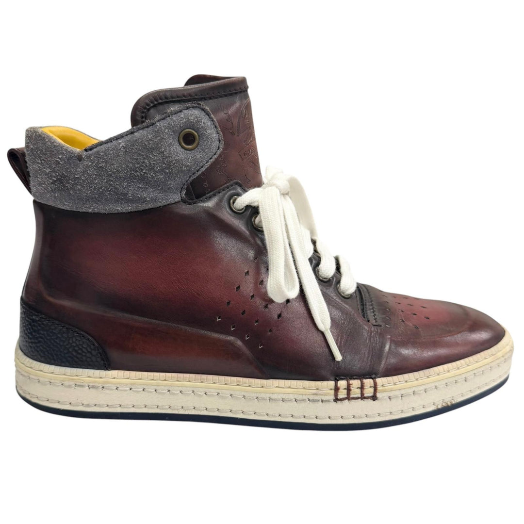 Very Good Berluti High cut sneakers Play time Calligraphy Bordeaux Patine