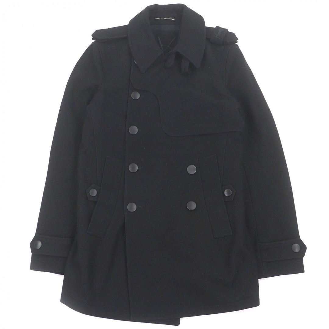 Great YVES SAINT LAURENT coat Cassandra logo double-breasted jacket