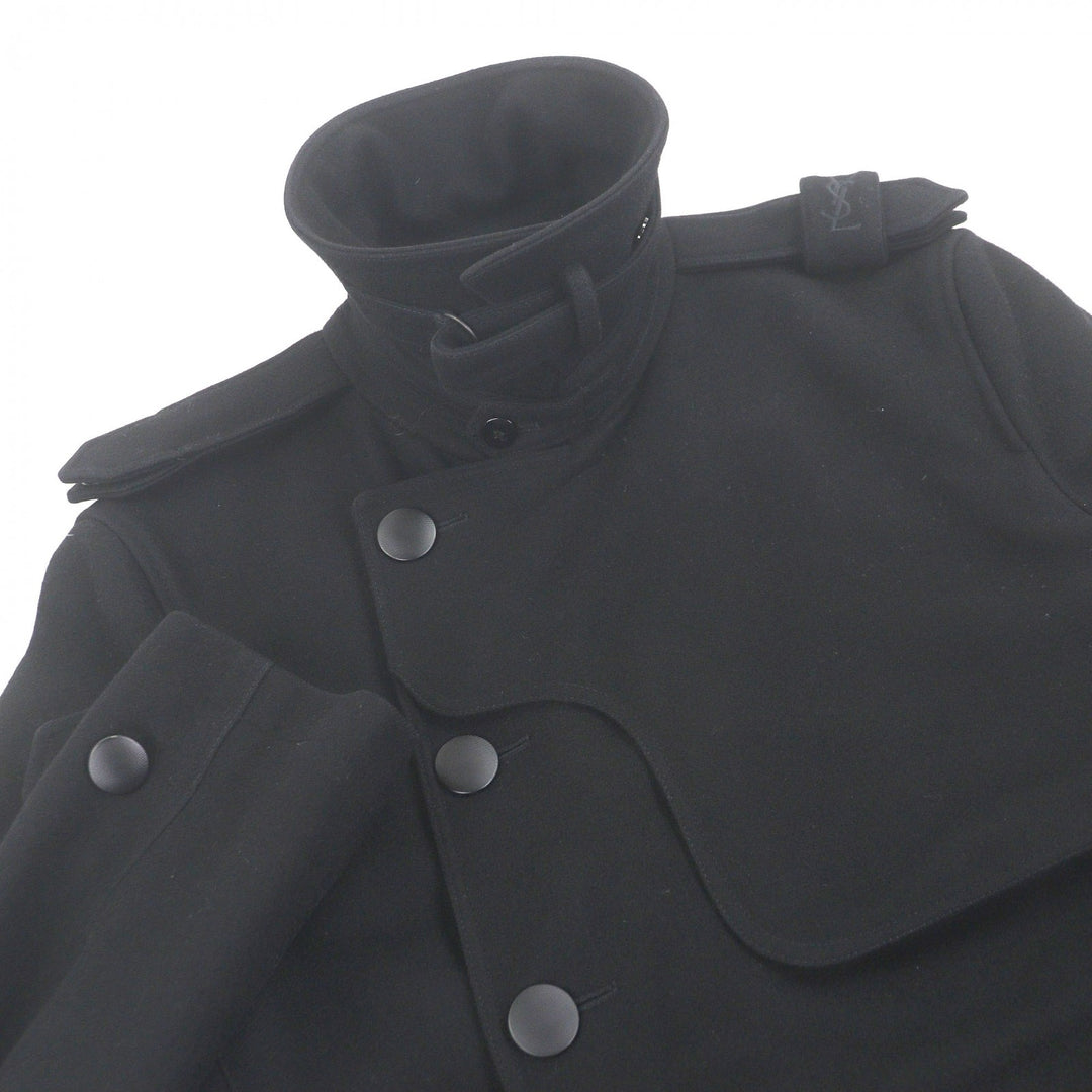 Great YVES SAINT LAURENT coat Cassandra logo double-breasted jacket