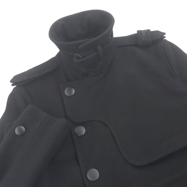 Great YVES SAINT LAURENT coat Cassandra logo double-breasted jacket