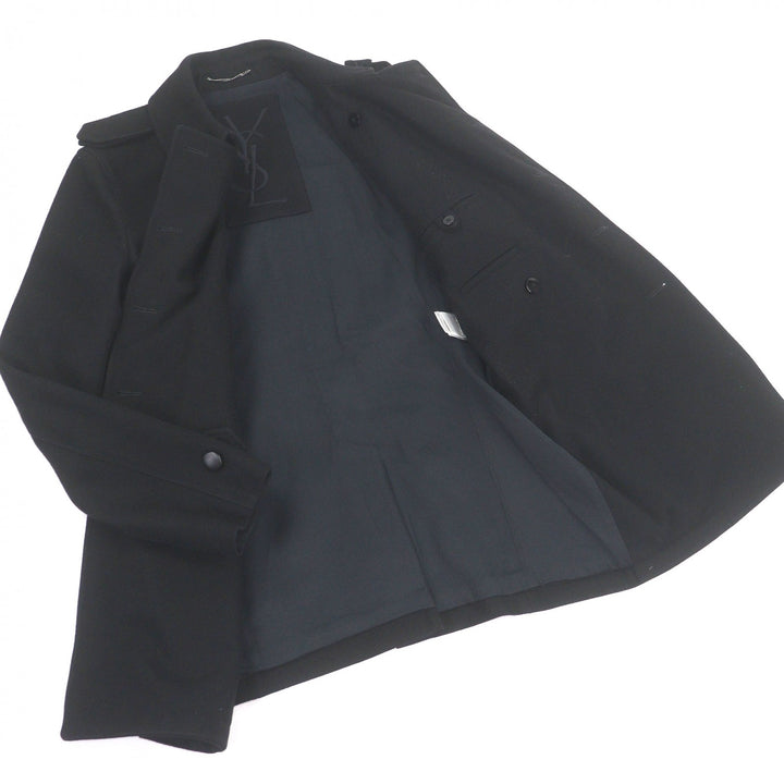 Great YVES SAINT LAURENT coat Cassandra logo double-breasted jacket