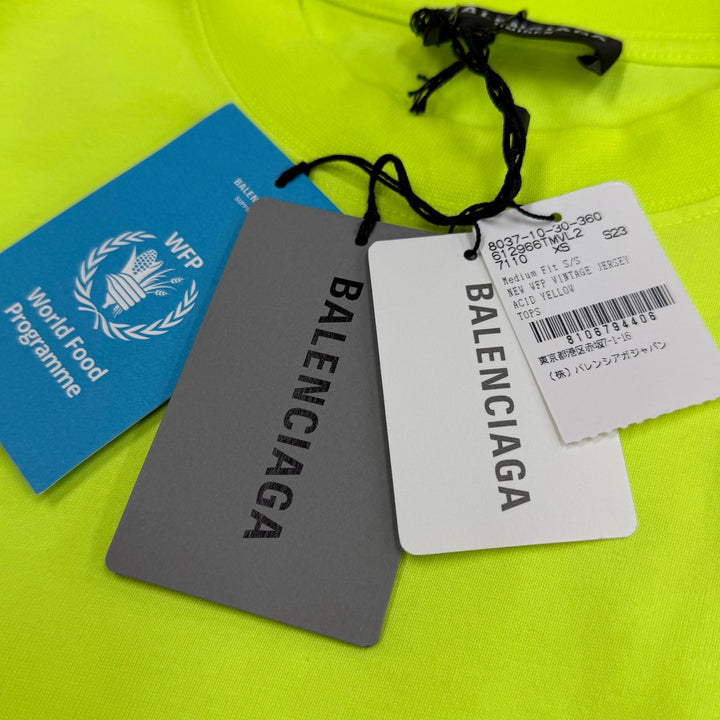 Pristine BALENCIAGA Short sleeve T-shirt WORLD FOOD PROGRAMME yellow XS 612966