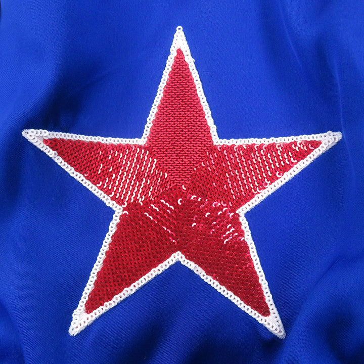 Pristine CELINE Blouson Sequin Embroidered American Teddy Jacket blue Rayon