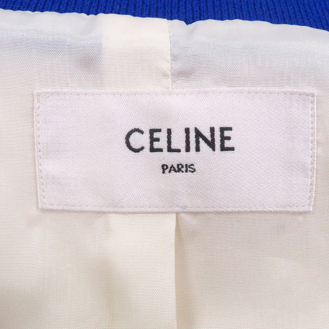 Pristine CELINE Blouson Sequin Embroidered American Teddy Jacket blue Rayon