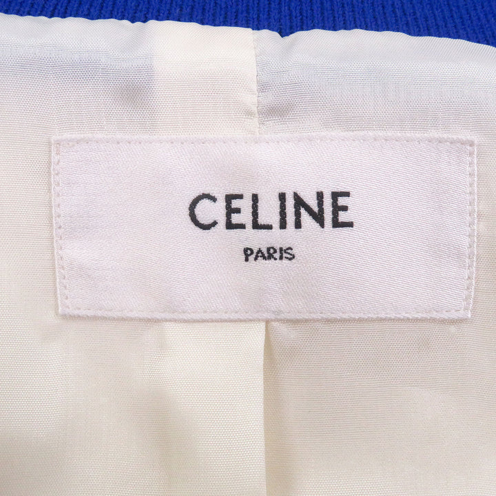 Pristine CELINE Blouson Sequin Embroidered American Teddy Jacket blue Rayon