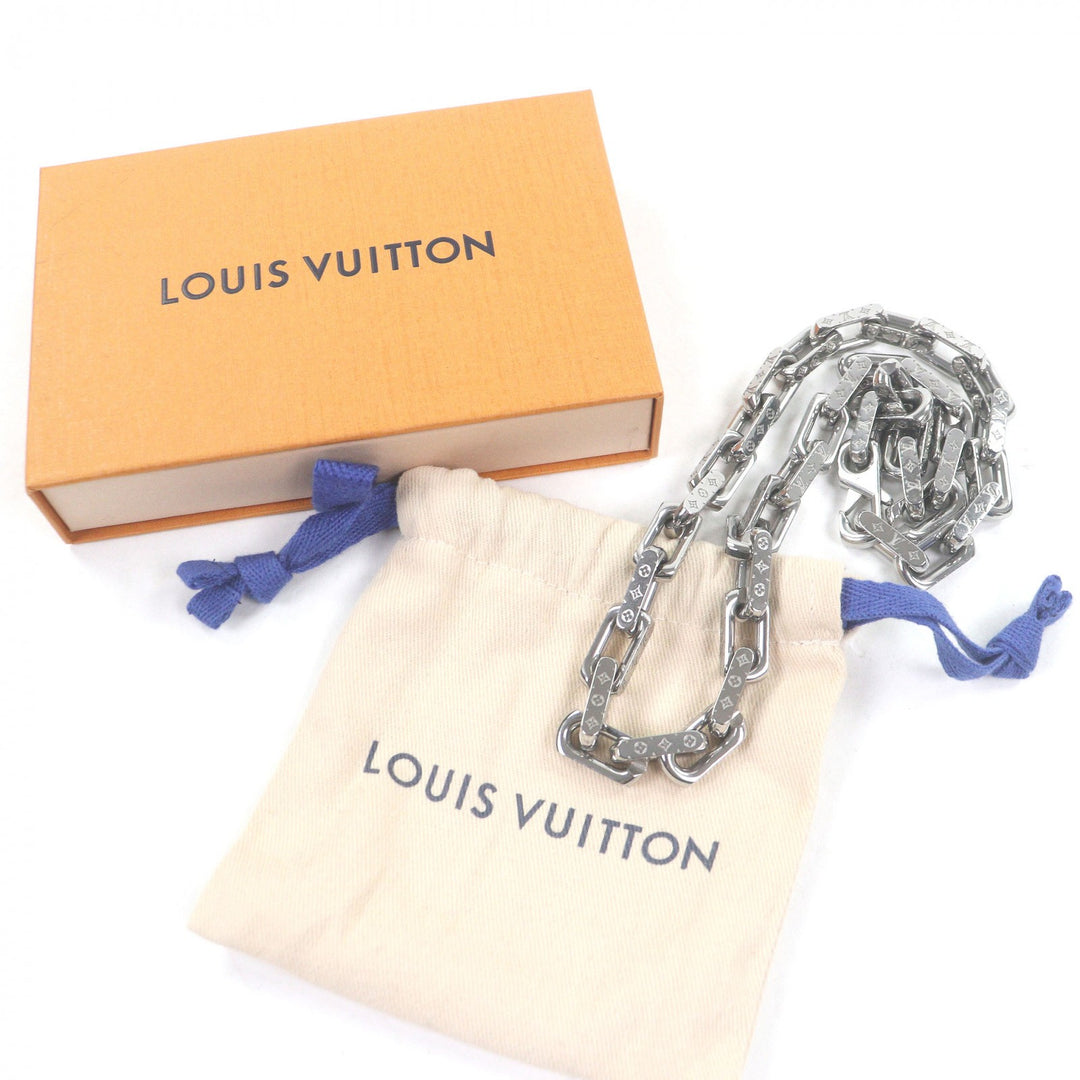 Great LOUIS VUITTON Necklace Necklace Chain Monogram Silver