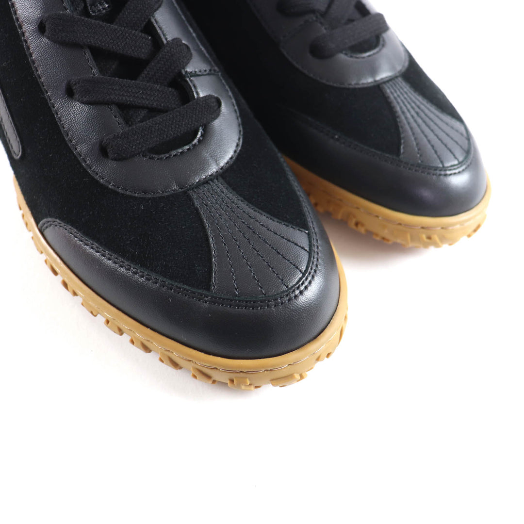Pristine HERMES High cut sneakers Lace-up H logo side zip black Provence 36