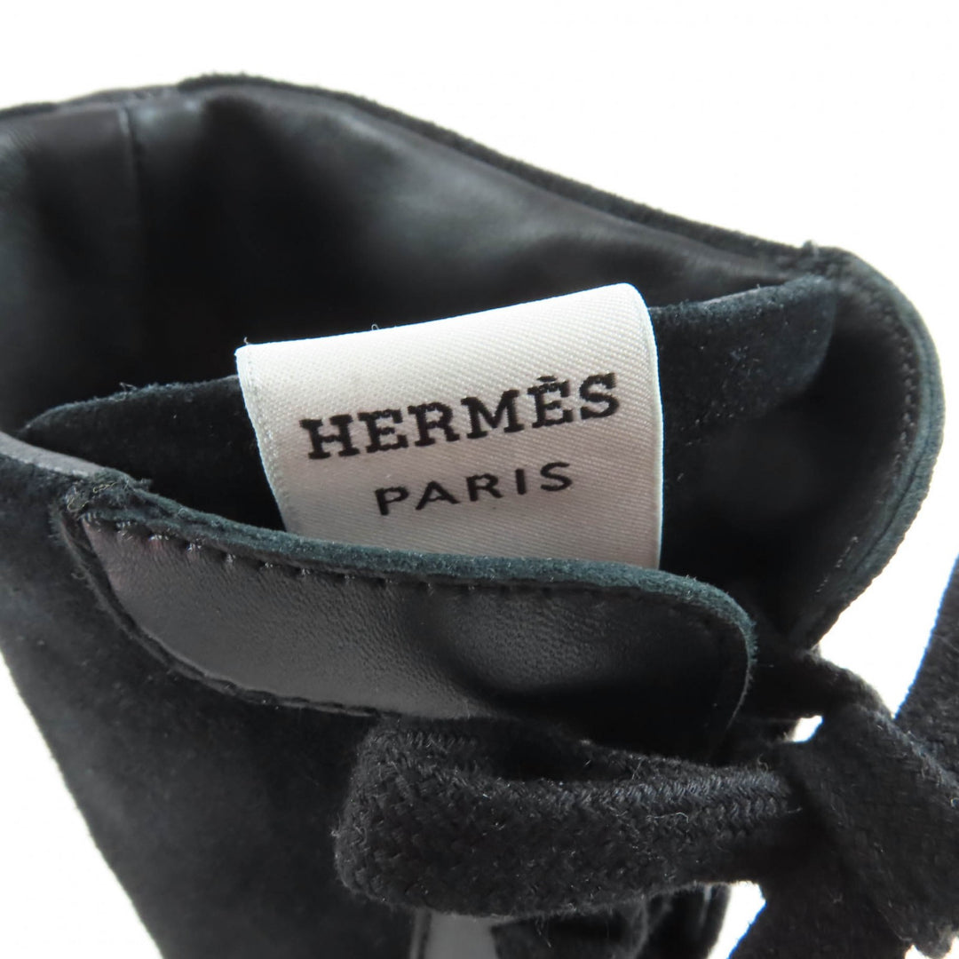 Pristine HERMES High cut sneakers Lace-up H logo side zip black Provence 36