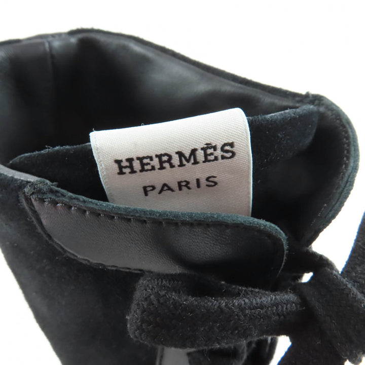 Pristine HERMES High cut sneakers Lace-up H logo side zip black Provence 36