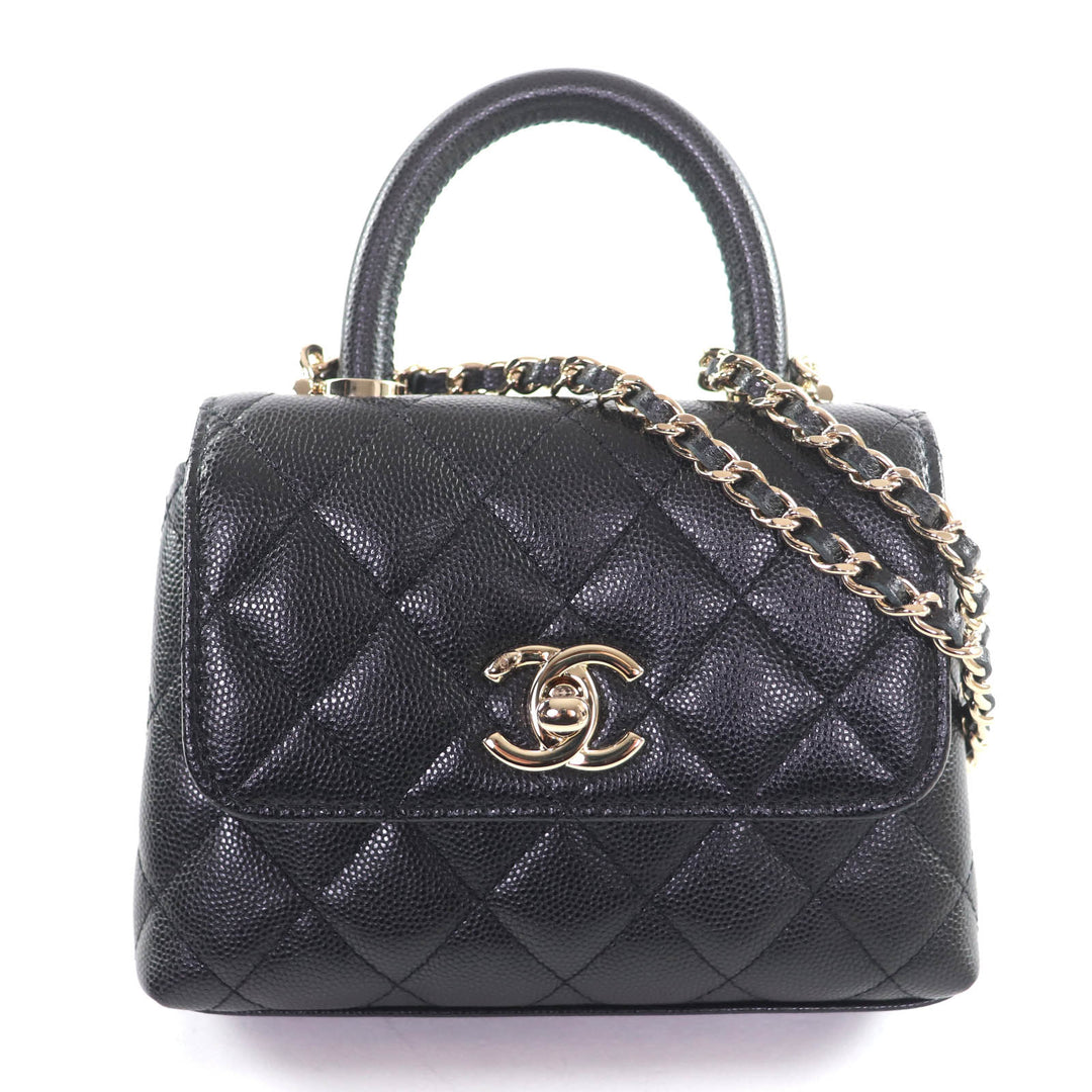 Pristine CHANEL Shoulder Bag Coco Handle Mini black Women AP4244