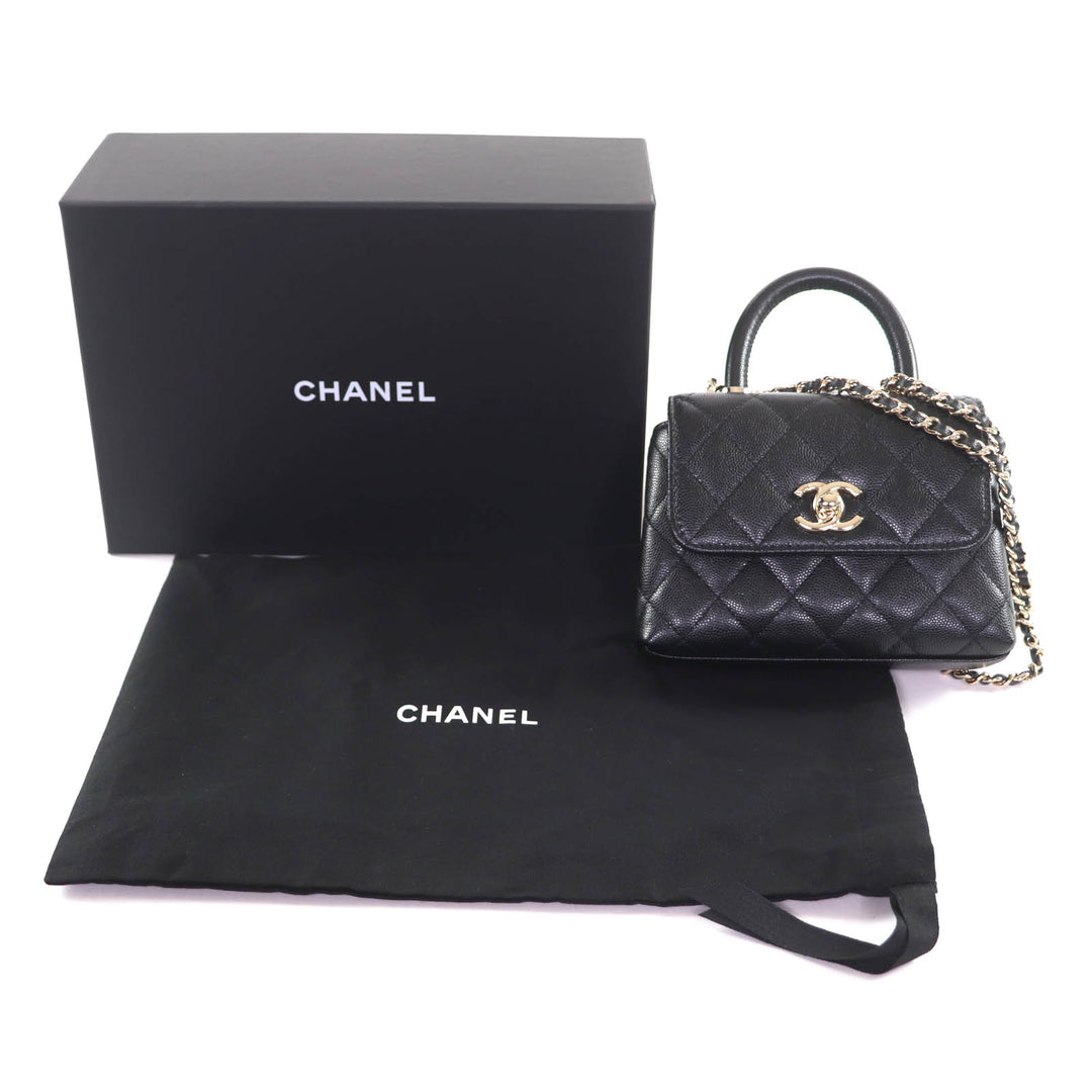 Pristine CHANEL Shoulder Bag Coco Handle Mini black Women AP4244