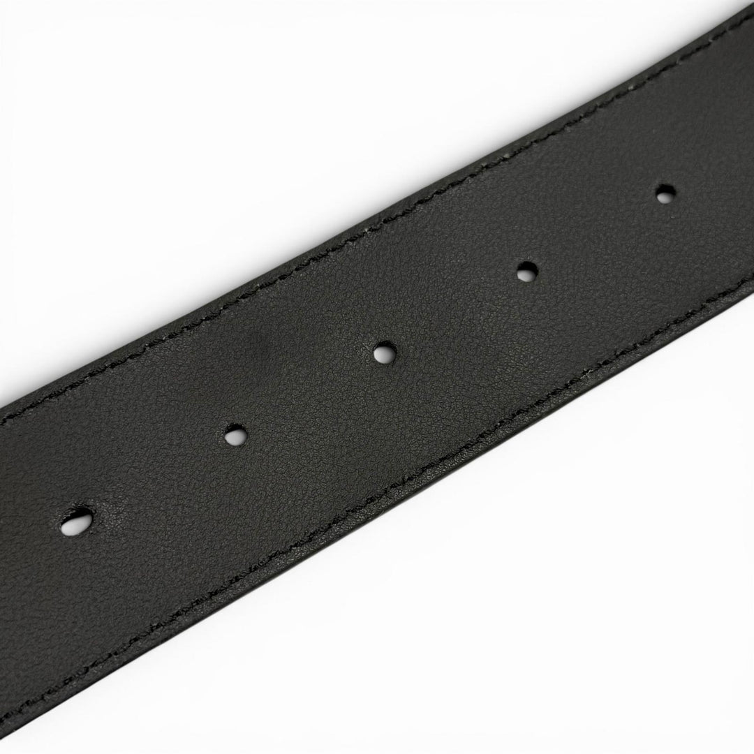 Great GUCCI belt GG pattern interlocking G black leather mens 794196