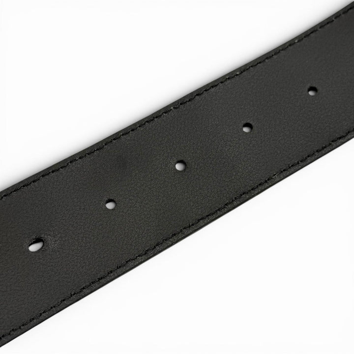 Great GUCCI belt GG pattern interlocking G black leather mens 794196