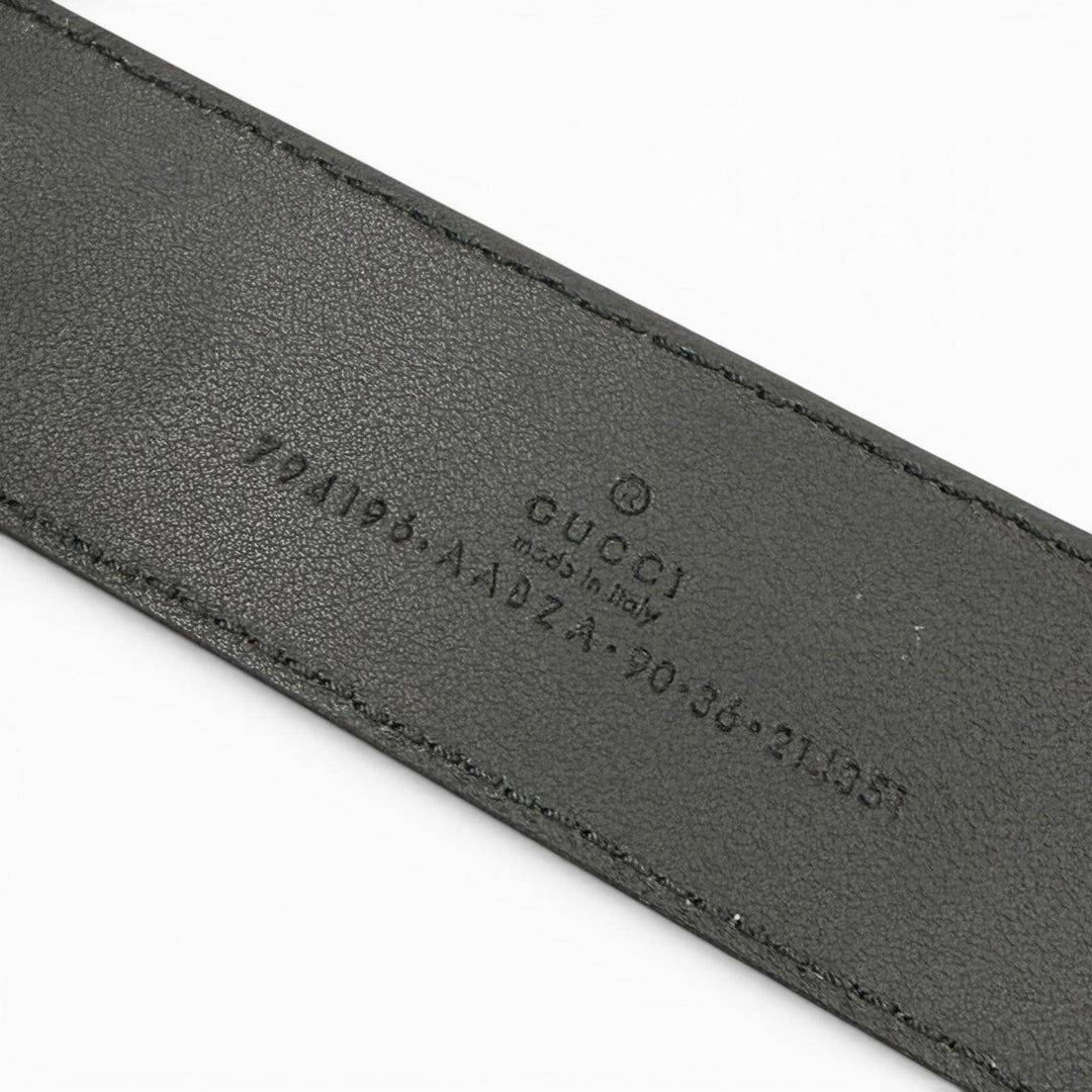 Great GUCCI belt GG pattern interlocking G black leather mens 794196