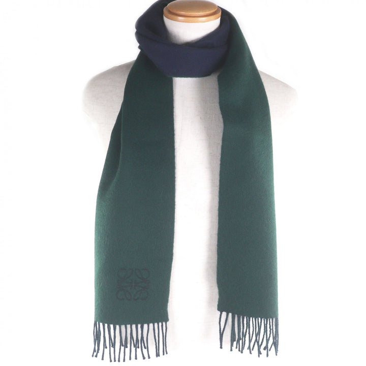 Excellent LOEWE Scarf Anagram logo embroidery Navy wool mens