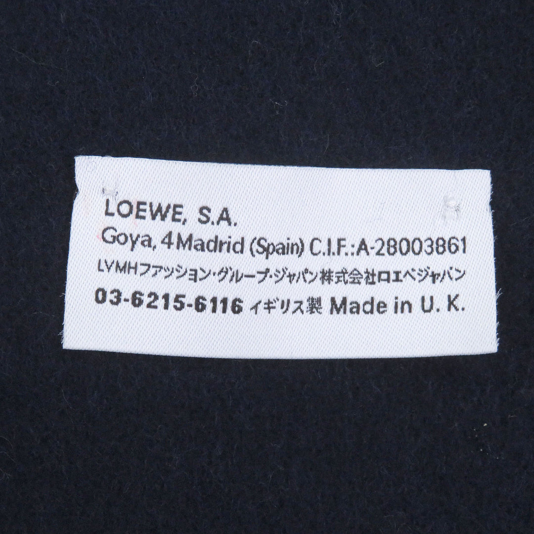 Excellent LOEWE Scarf Anagram logo embroidery Navy wool mens