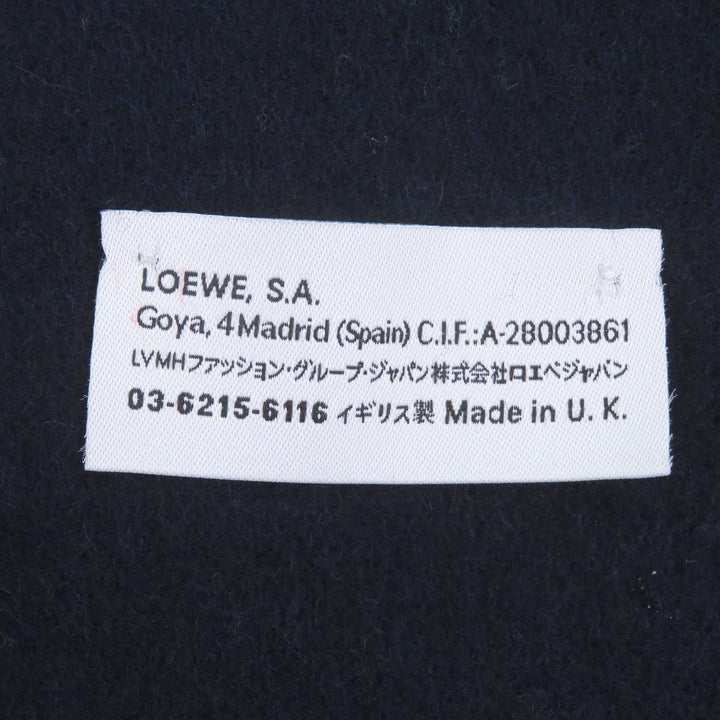 Excellent LOEWE Scarf Anagram logo embroidery Navy wool mens