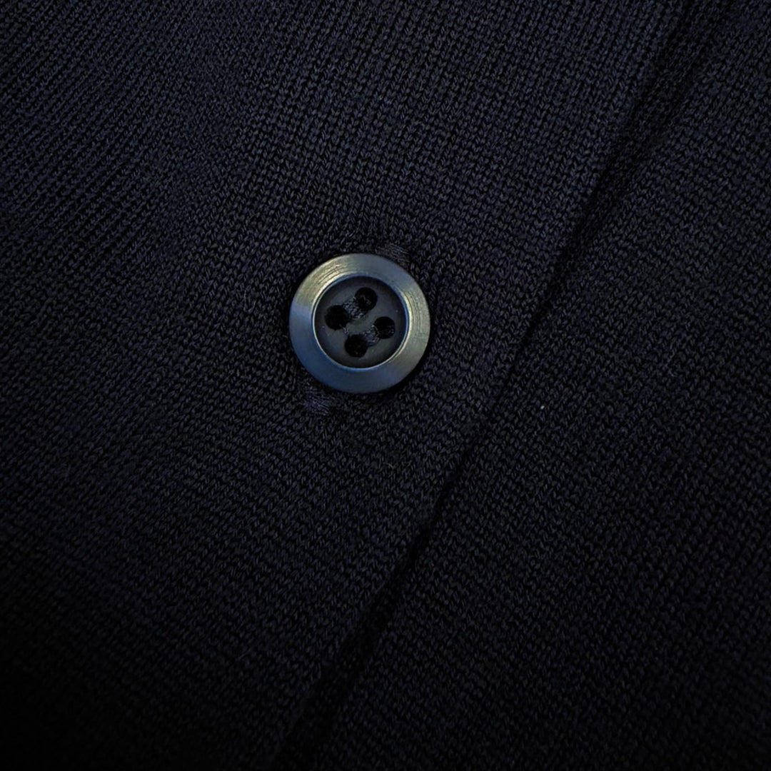 Pristine PRADA Collared 2-Way Knit Polo Shirt Top Navy Virgin wool 44 DNA00T