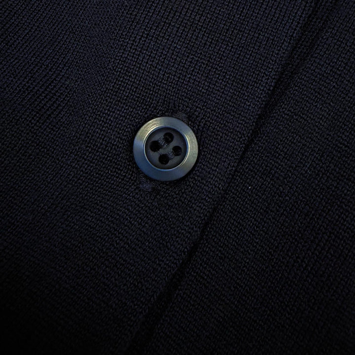 Pristine PRADA Collared 2-Way Knit Polo Shirt Top Navy Virgin wool 44 DNA00T